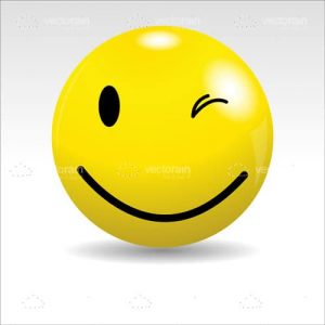 Glossy smiley ball winking